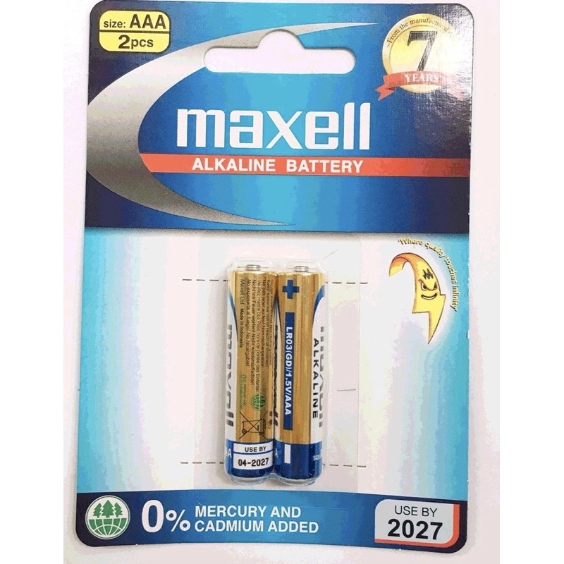 Pin AAA Maxell alkaline 1.5v LR03 (vỉ 2 viên).