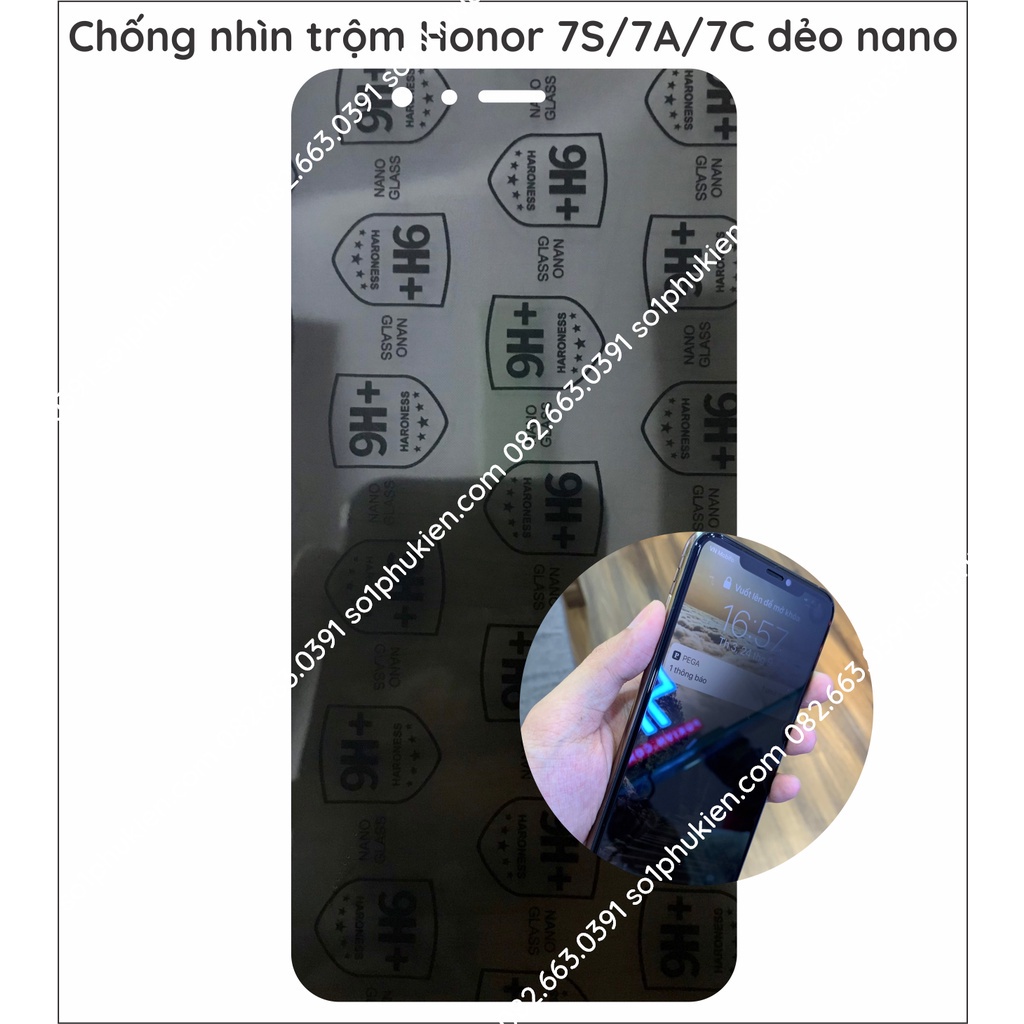 Dán cường lực chống nhìn trộm Honor 7S / 7A / 7C / 8X / 8A / 9X dẻo nano