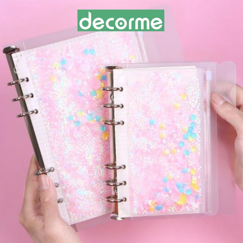 A5 A6 A7  Túi zip Mermaid kim tuyến phụ kiện sổ còng sổ planner bullet journal decorme