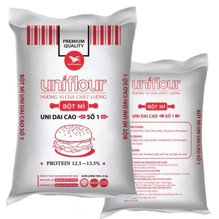 bột mì dai cao  Uniflour đủ loại  25kg