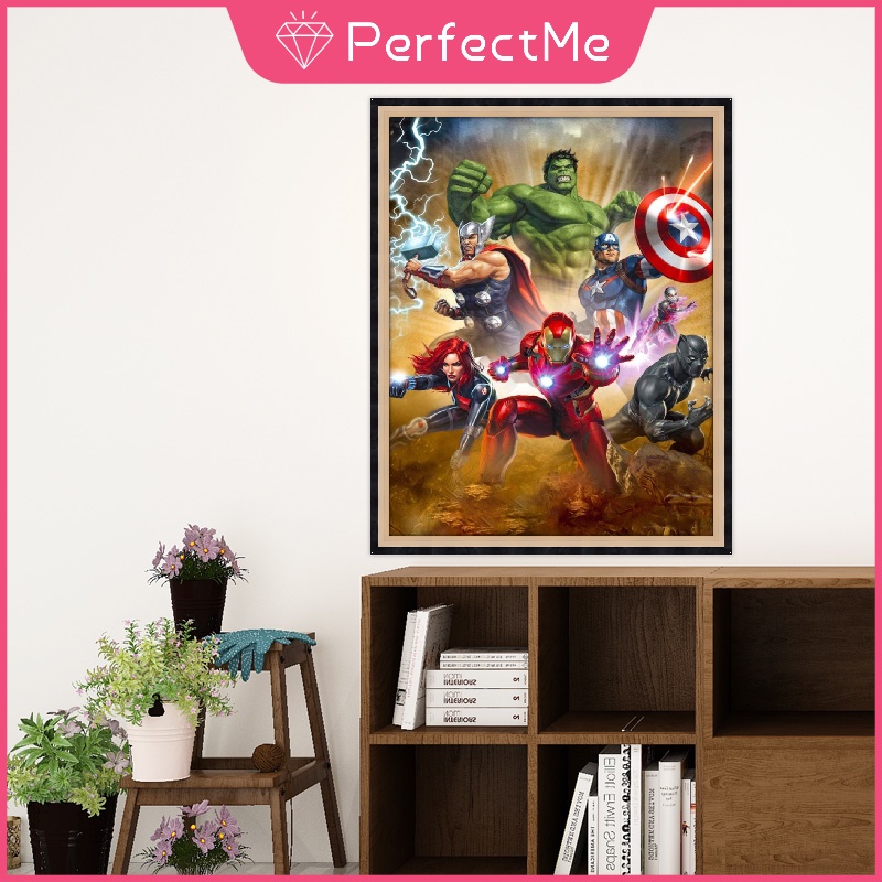 Bộ tranh đính đá tự làm hình anh hùng kích thước 30x40cm trang trí nhà cửa