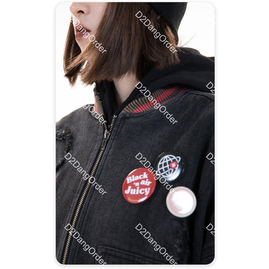 "ÁO BOMBER DENIM BÓNG CHÀY "LOGO KẸP BLACKAIR" VARSITY JACKET 2 MÀU [HÀNG ORDER - FULL BAG BILL]"