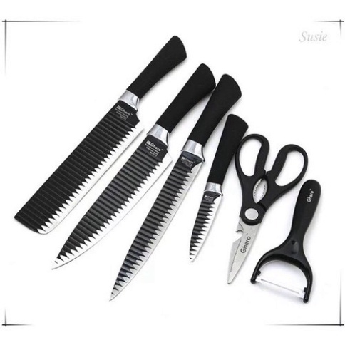 bộ dao Nhật 6 món đa năng, bộ dao kéo ASAKH hợp kim cao cấp sắc bén