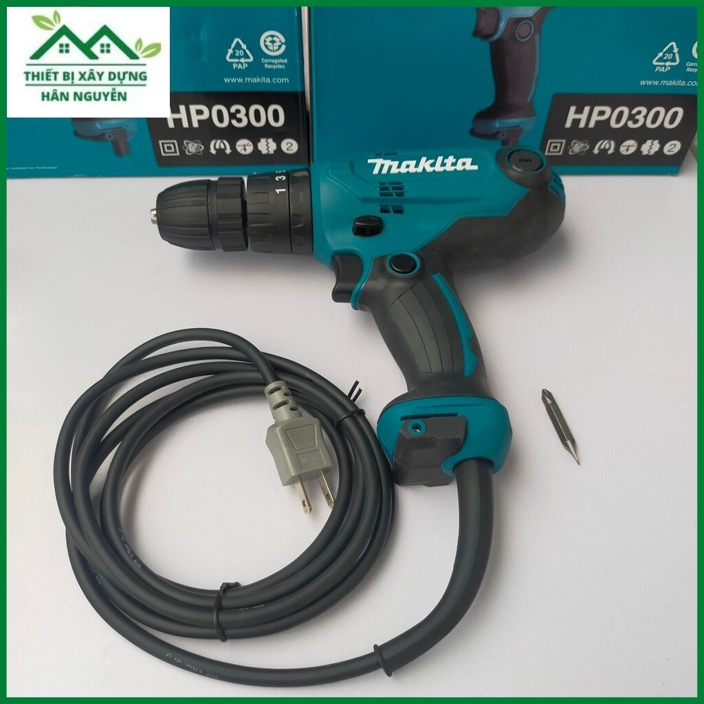 Máy khoan Makita HP0300 đầu tự động 10mm 3 chức năng,khoan điện,Tặng kèm 1 mũi vít 2 đầu