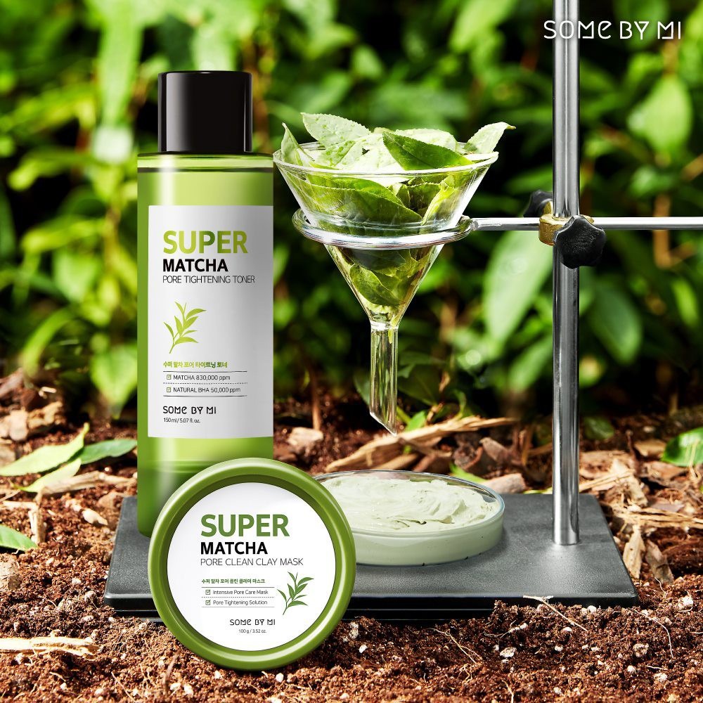 Bộ 2 Sản Phẩm Kiềm Dầu, Se Khít Lỗ Chân Lông Some By Mi Super Matcha Pore (Mặt Nạ Đất Sét + Toner )