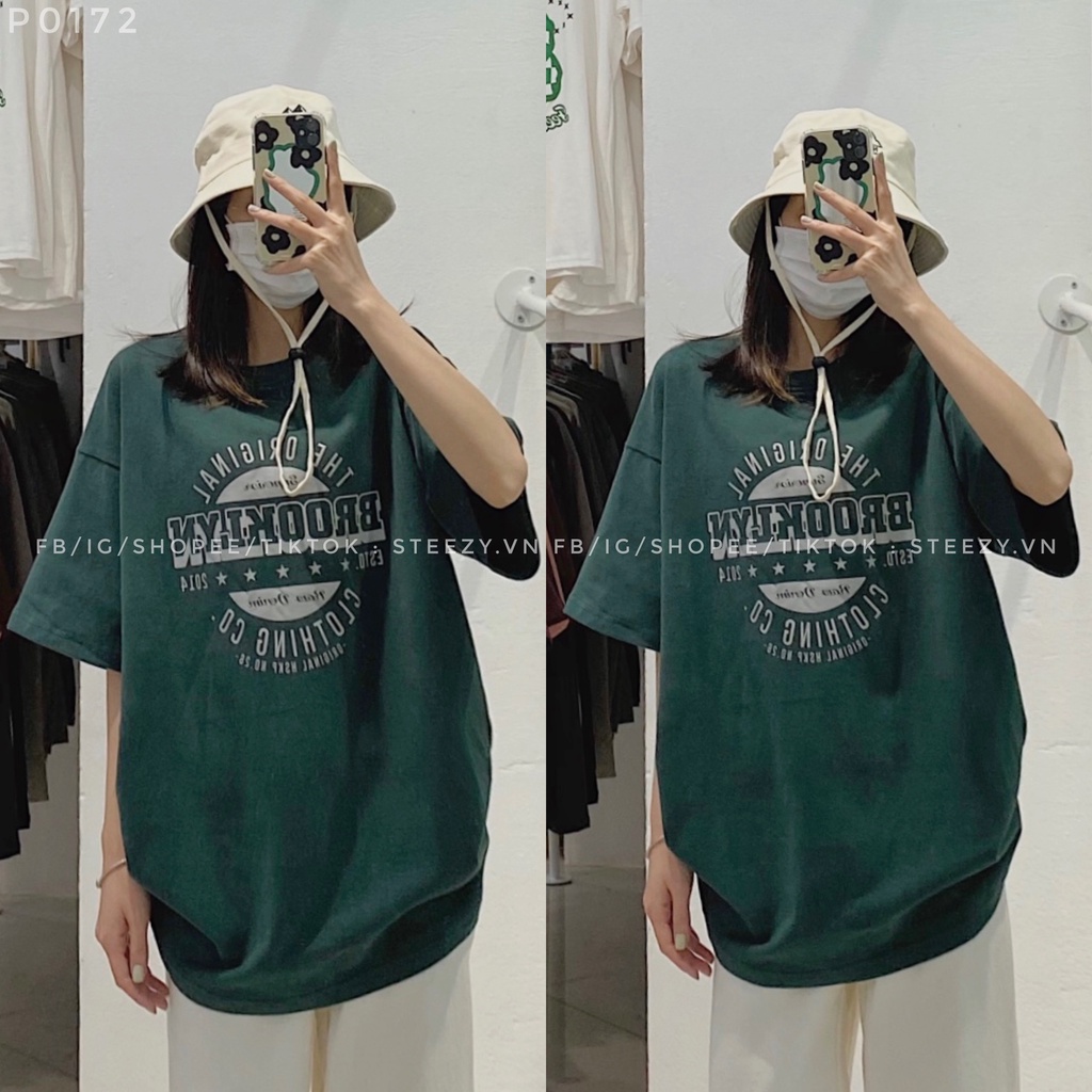 [P0172] Áo thun áo phông form rộng unisex in chữ BROOKLYN vải cotton mặt lông dày (Có sẵn/ảnh thật)