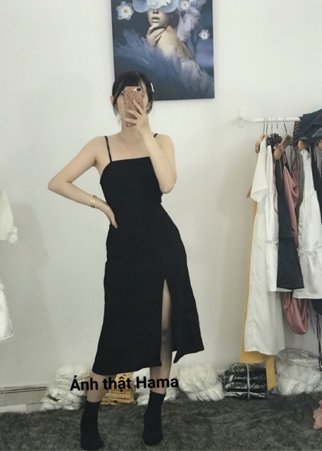 ẢNH THẬT-Đầm đen 2 day đen khoen lỗ | BigBuy360 - bigbuy360.vn