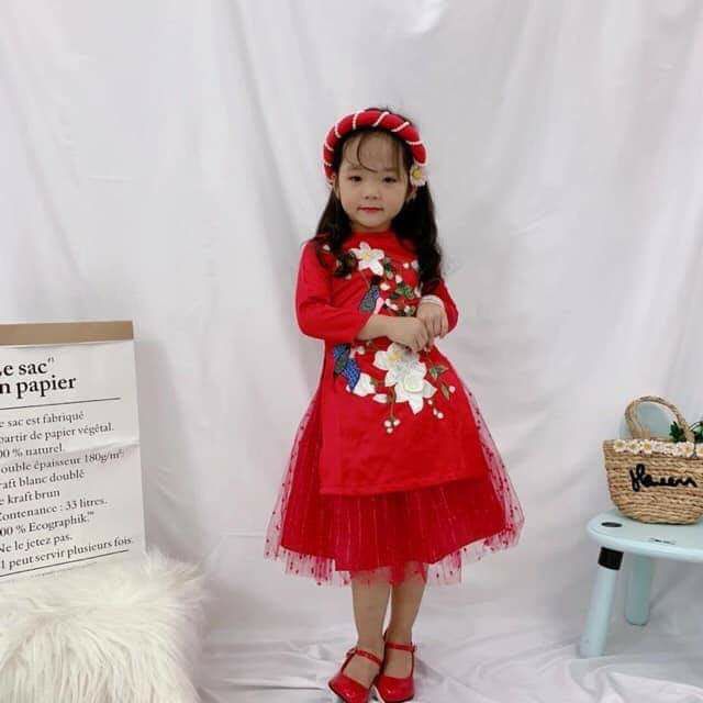 Sét áo dài tết cho bé gái các mẫu mới năm nay đây ạ🌸Chất liệu lụa tơ cao cấp bao hàng Đổ shop