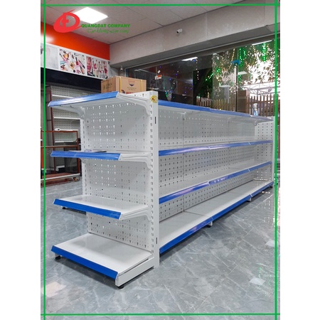 BỘ KỆ SIÊU THỊ TÔN LỖ GỒM KỆ ĐÔI GẮN VỚI ĐẦU KỆ