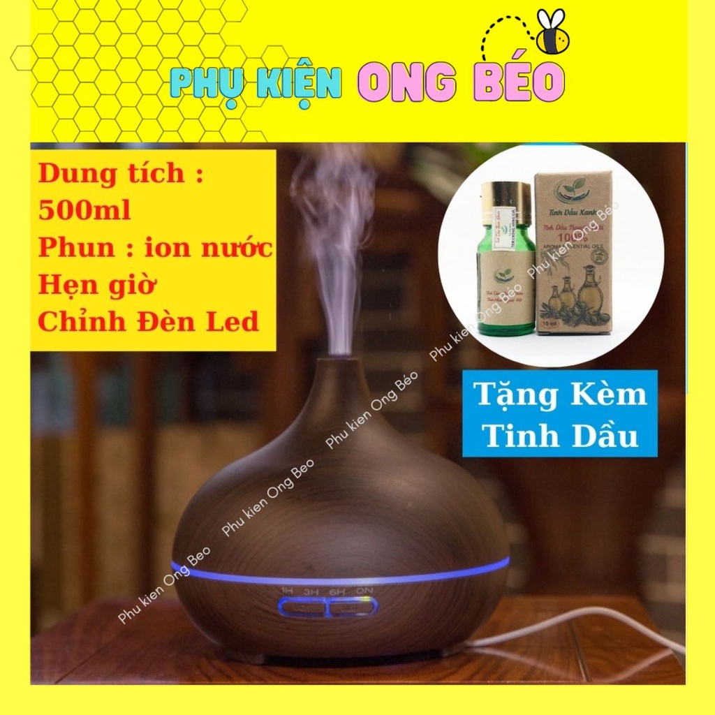 Máy phun hơi nước, máy khuếch tán tinh dầu Aroma ion 500ml MKT29 ,tặng kèm tinh dầu - Beetech vn