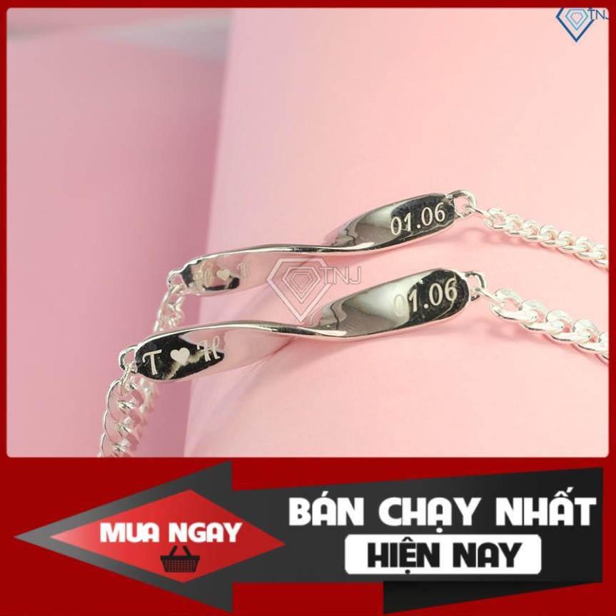 Vòng tay đôi nam nữ, vòng tay cặp vô cực khắc tên, lắc tay đôi bạc 925 LTD0011 - Trang Sức TNJ