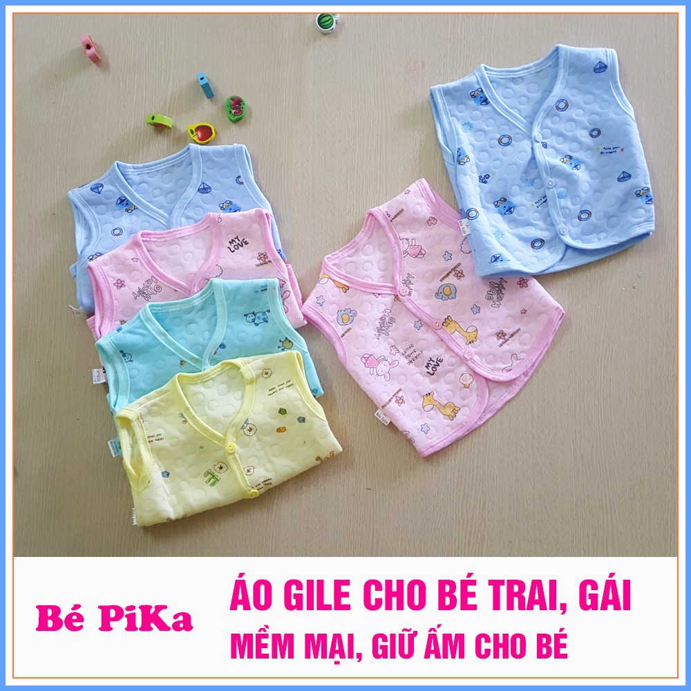 Áo Gile trần bông ấm áp in họa tiết đáng yêu cho bé trai, bé gái từ 3-9kg