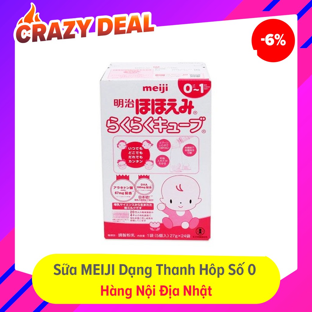 Sữa Meiji Nội Địa Nhật số 0 - 24 thanh - MẪU MỚI 2021, DATE 07/2023