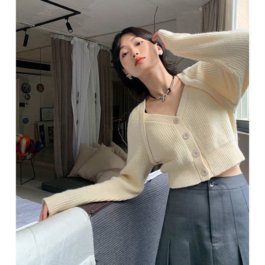 Áo sweater dệt kim tay dài giả hai lớp phong cách retro kiểu mới cho nữ