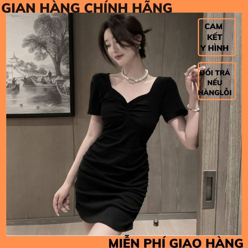 Đầm body tay bồng 🍀váy body nhún ngực ,chất co dãn bao đẹp phong cách hàn quốc THỜI TRANG 1989