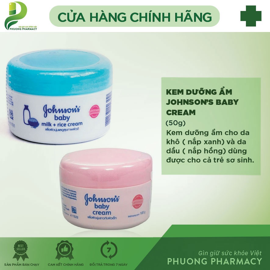 Kem dưỡng ẩm Johnsons Baby Cream - Dưỡng ẩm cho da hũ 50gr