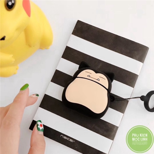 ☘️Tặng kèm dây như ảnh☘️ Case bao airpod silicon 1 2 Pokemon Mèo béo - Vỏ bọc đựng tai nghe không dây i11 i12...AirPods