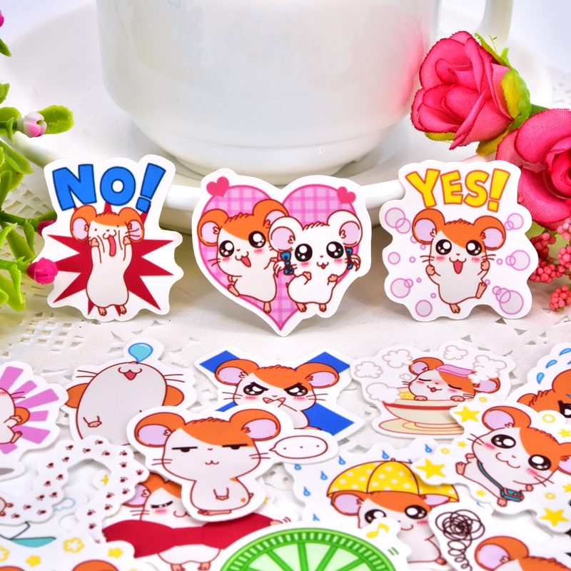 ★★★ Cute Trotting Hamtaro Q-1 Mini Diary Manual Stickers ★★★ 40Pcs/Set DIY Fashion Scrapbooks Album Decor Decals Stickers