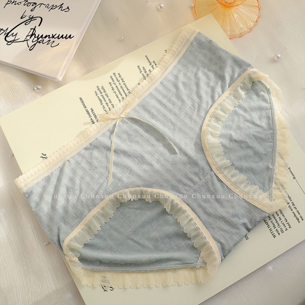 Quần lót nữ cotton lạnh phối viền ren nơ mềm mại CHUNXUU, chất liệu co dãn- QC82