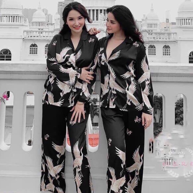 BỘ LỤA SATIN CHIM HẠC (DÀI)