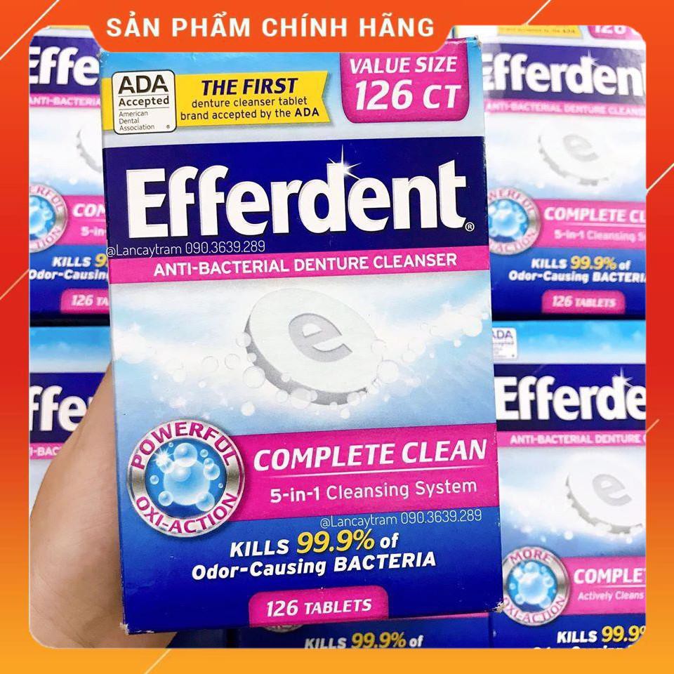 Viên sủi làm sạch răng giả 5in1 Efferdent Complete Clean Anti-Bacterial Denture Cleanser 126 viên