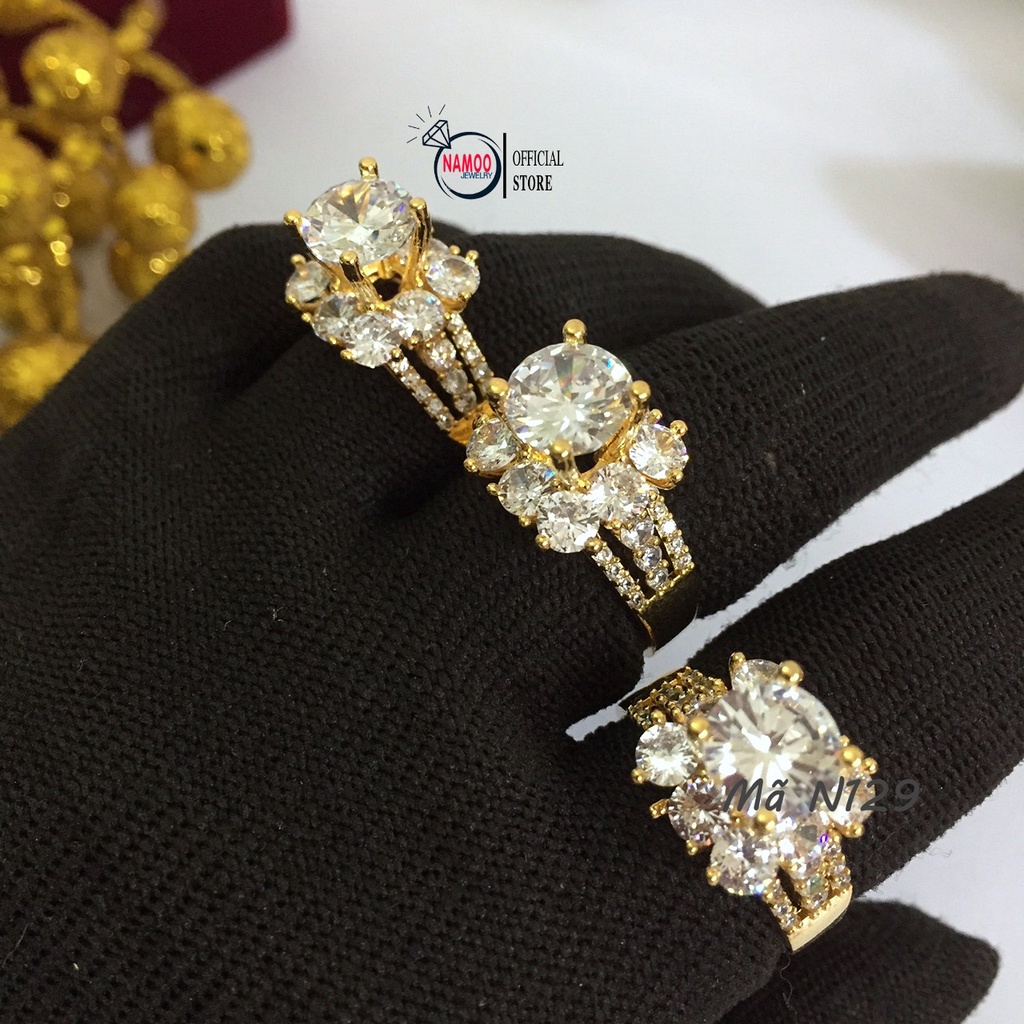 Nhẫn Nữ Đính Đá N129 Bản Hoa Ổ Cao
