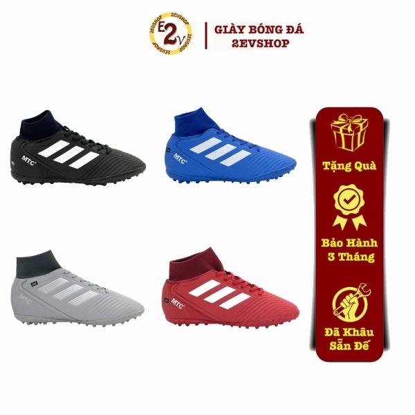 Giày đá bóng nam MTC 3 Sọc Colorful cao cổ, giày đá banh thể thao cỏ nhân tạo cao cấp - 2EVSHOP