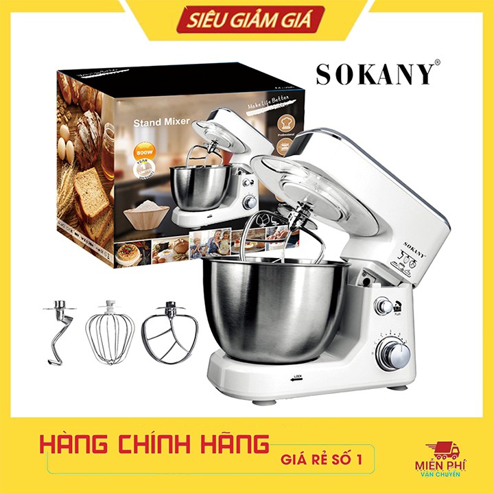 Máy trộn bột gia đình đa năng, máy đánh trứng công nghiệp SOKANY SC-209 Cối 4L