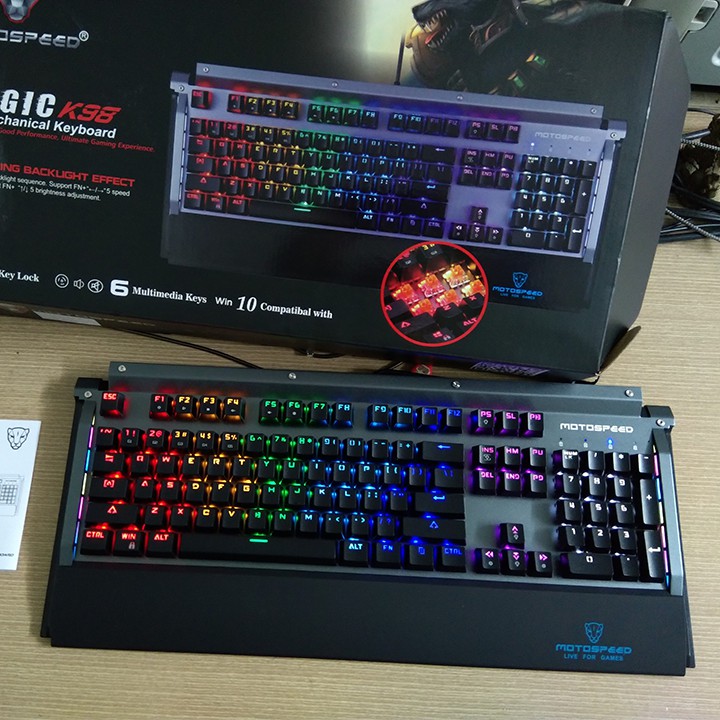 [Mã 159ELSALE hoàn 7% đơn 300K] ⌨ Bàn phím cơ game thủ Motospeed K98 Gaming Keyboard chống nước LED
