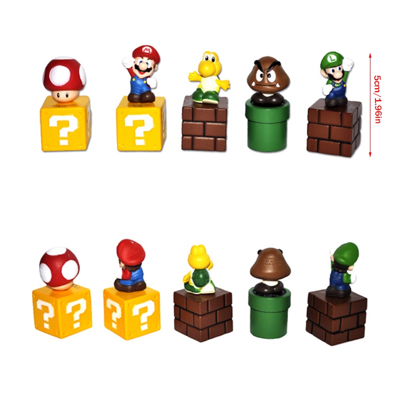 set 5pcs Super Mario Bros PVC Action Figures Decoration Game Mushroom Toys Kid Gifts