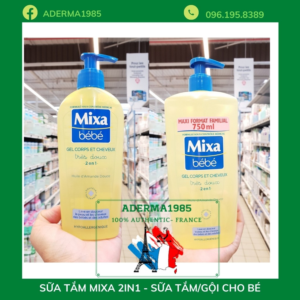 Sữa tắm Mixa bebe sữa tắm gội  2in1 Mixa bebe dành cho trẻ từ sơ sinh_Sữa Paris Aderma