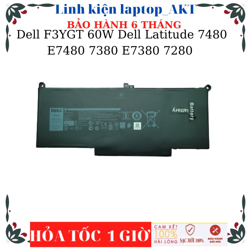Pin Laptop Dell F3YGT-60W, DJ1J0-42W Dell Latitude 7480 E7480 7380 E7380 7280 E7280 DM3WC MYJ96