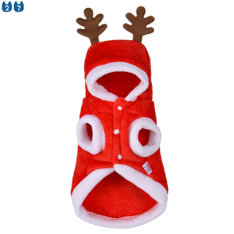 Áo Khoác Vải Flannel Ấm Áp Hình Tuần Lộc Giáng Sinh Năm Mới Cho Cún Cưng 27 Tuổi