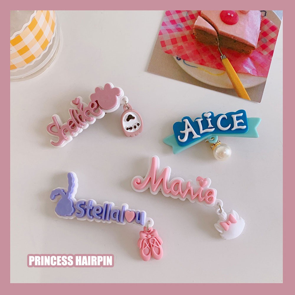 ✨✨Kẹp Tóc Mái Hông Bảng Chữ Cái Tiếng Anh Hoạt Hình Dễ Thương Ngọt Ngào Cho Nữ Sinh