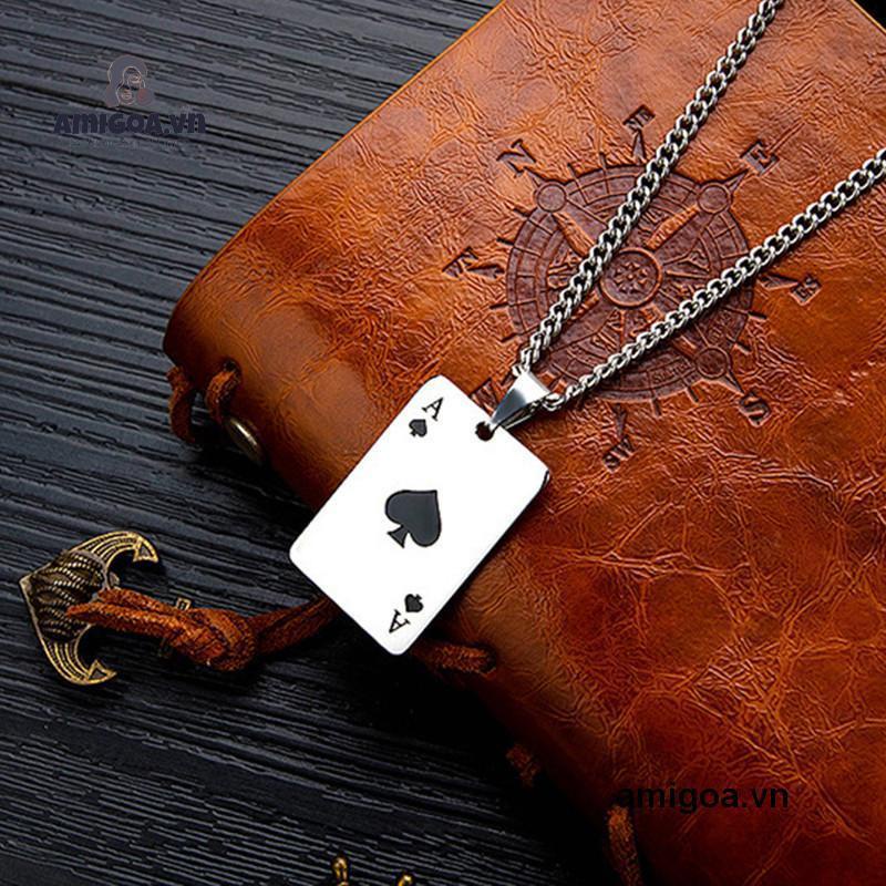 ✨✨Vòng cổ Thép Titan Mặt Hình Lá Bài Tây Thời Trang Âu Mỹ
