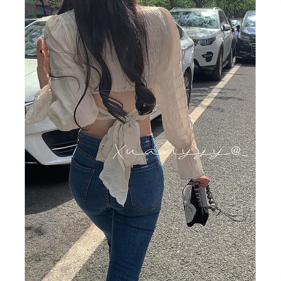 Áo Kiểu Tay Phồng Phối Nơ Xinh Xắn Thời Trang Mùa Hè Cho Nữ