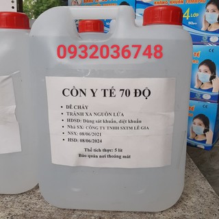 Cồn y tế 70 độ 5 lít dùng rửa tay sát khuẩn, vệ sinh đồ dùng