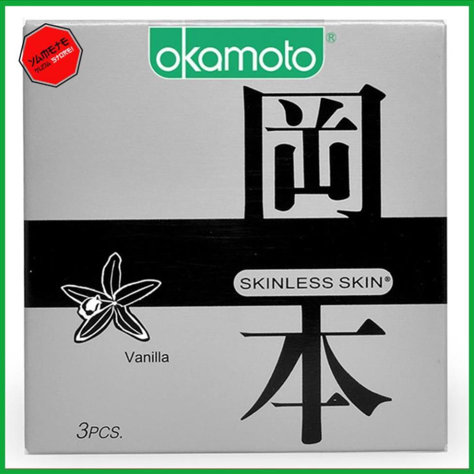 CHÍNH HÃNG 100% Bao Cao Su Okamoto Skinless Skin Vanilla Hương Vani Hộp 3 Cái