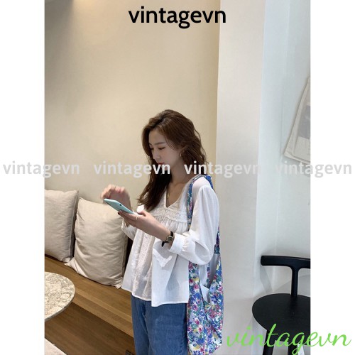 {vintagevn} áo babydoll kaca tiểu thư  tay dài cổ V  A 203 freeship | BigBuy360 - bigbuy360.vn