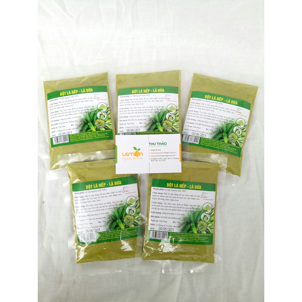 Gói 50g Bột lá nếp (bột lá dứa) nguyên chất 100% - Tạo mùi thơm và màu xanh tự nhiên xôi chè, bánh mứt