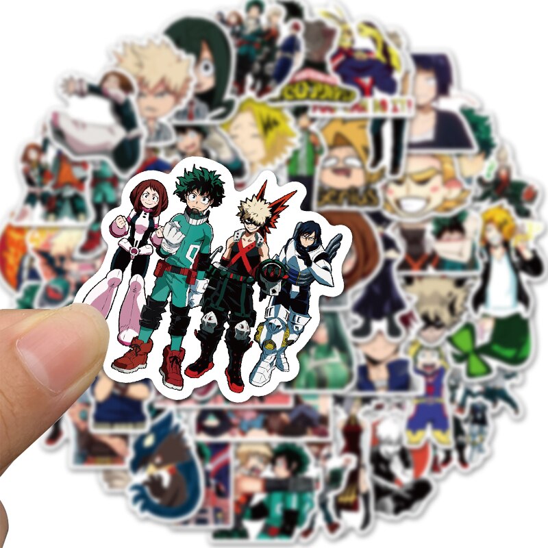 Set 10/ 25/ 50 miếng dán trang trí ván trượt hình nhân vật Anime My Hero Academia