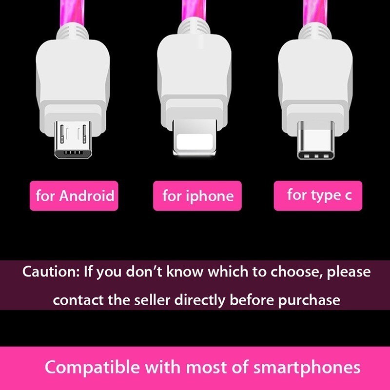 1 triệu USB Đèn LED Đường dây Sạc Dòng dữ liệu Dành cho iPhone 6 8 Plus XS MAX And​​roid Type-c