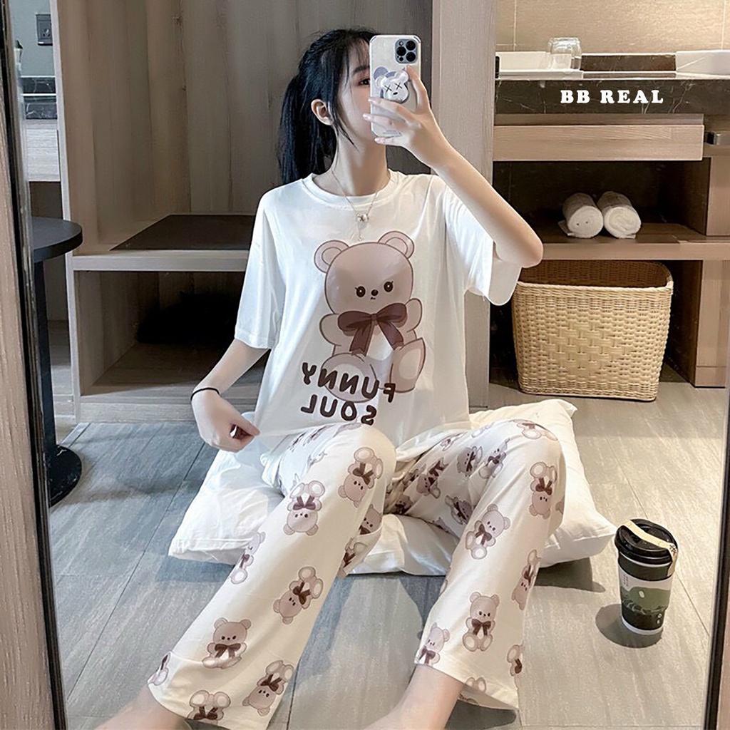 Đồ Bộ Mặc ở Nhà Bộ Đồ Ngủ Nữ Quần Dài Pijama Thun Lạnh Đẹp [CODE 29-32] Freesize Từ 45-55Kg - BB REAL | BigBuy360 - bigbuy360.vn