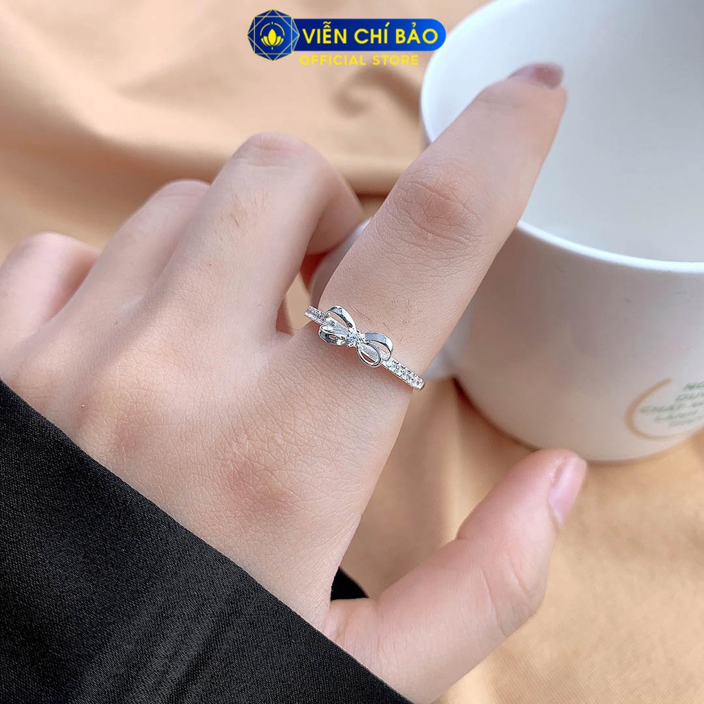 Nhẫn bạc nữ hình nơ viền đá chất liệu bạc 925 thời trang phụ kiện trang sức Viễn Chí Bảo N400876