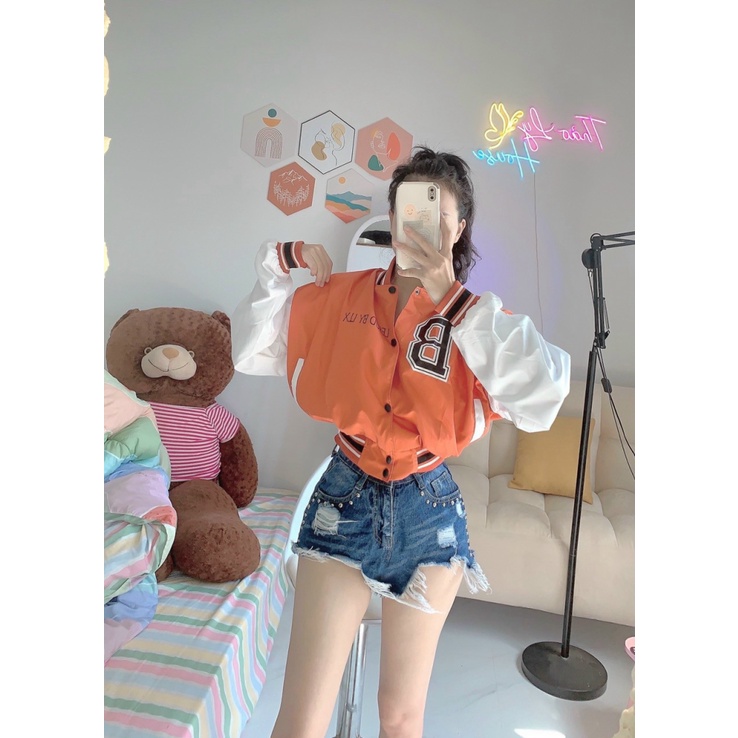 ÁO KHOÁC BOMBER NỮ FORM RỘNG CHẤT DÙ 2 LỚP FORM CHUẨN