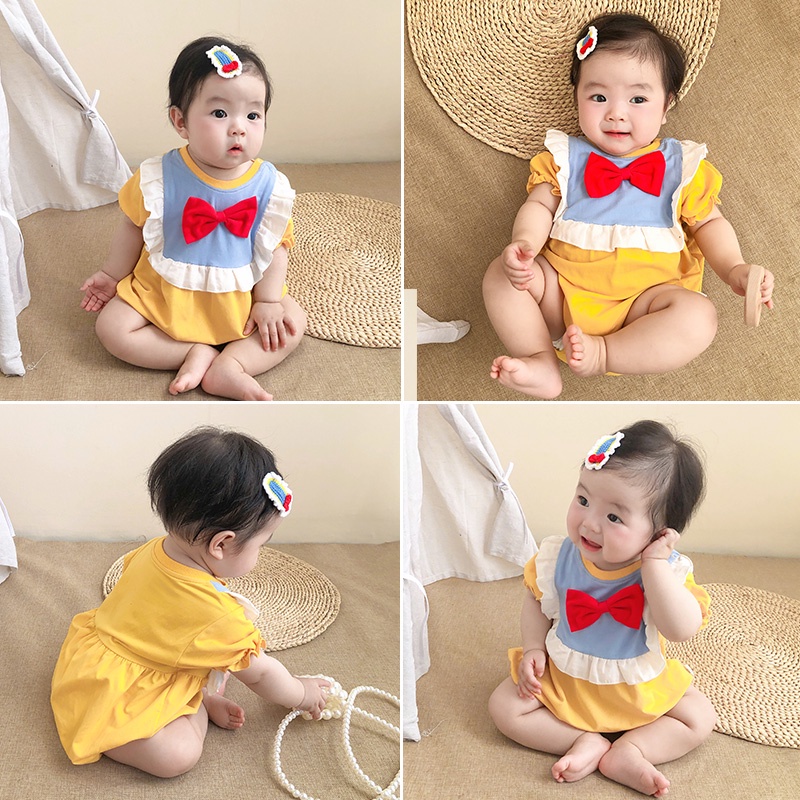 Bộ Áo Liền Quần Tay Ngắn Kiểu Công Chúa Dễ Thương Cho Bé Gái