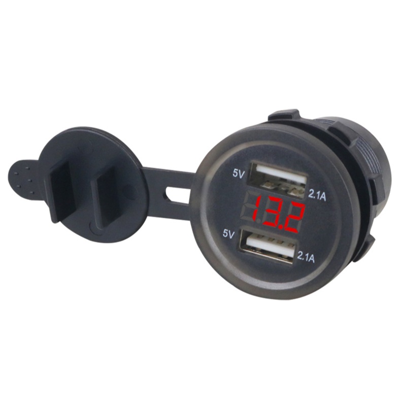 Tẩu Sạc Hai Cổng USB 12-24V Có Đèn LED Hiển Thị Điện Áp Cho Xe Hơi