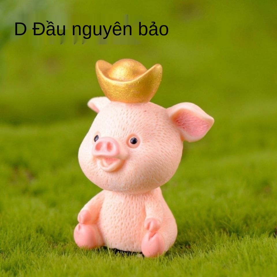 ♟㍿Fortune Pig Tự làm đồ trang trí nhỏ tiểu cảnh ngon lành, xe hơi, thủ công bằng nhựa heo đất để bàn hoạt hình