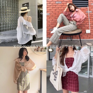 ÁO SƠ MI GIẤY FORM RỘNG TAY DÀI - ÁO KHOÁC NGOÀI VOAN LỤA MỀM
