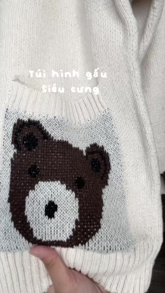 Áo Khoác Cadigan Gấu 2 Túi Siêu Cute Áo Len From Rộng Dáng Dài Phù Hợp Đi Chơi Đi Dạo Phố Ak794 | BigBuy360 - bigbuy360.vn